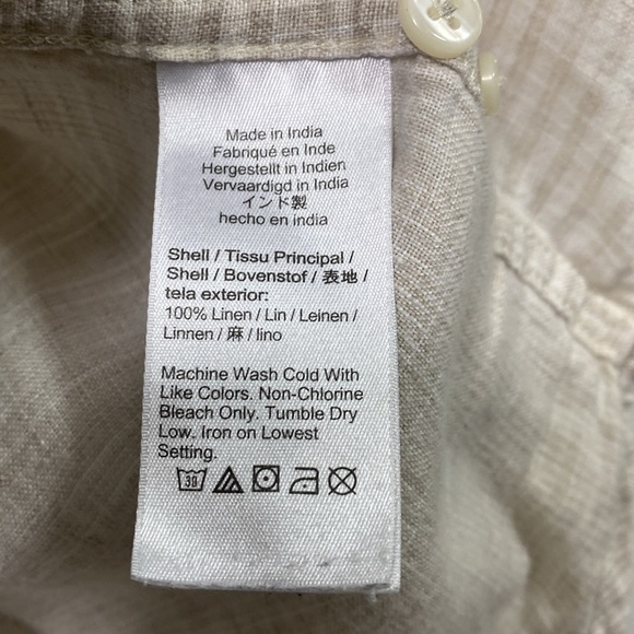 J. Crew x Baird McNutt Irish Linen Beige Button up Shirt Size Small Slim Fit - Picture 5 of 8